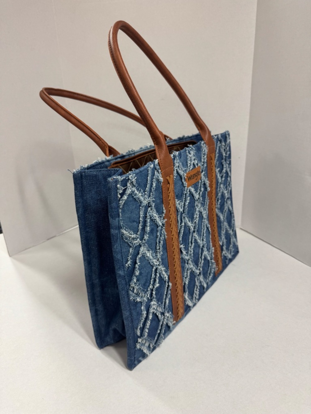 Wrangler Denim Allover Aztec Dual Sided Print Canvas Wide Tote. NEW - Picture 3 of 16